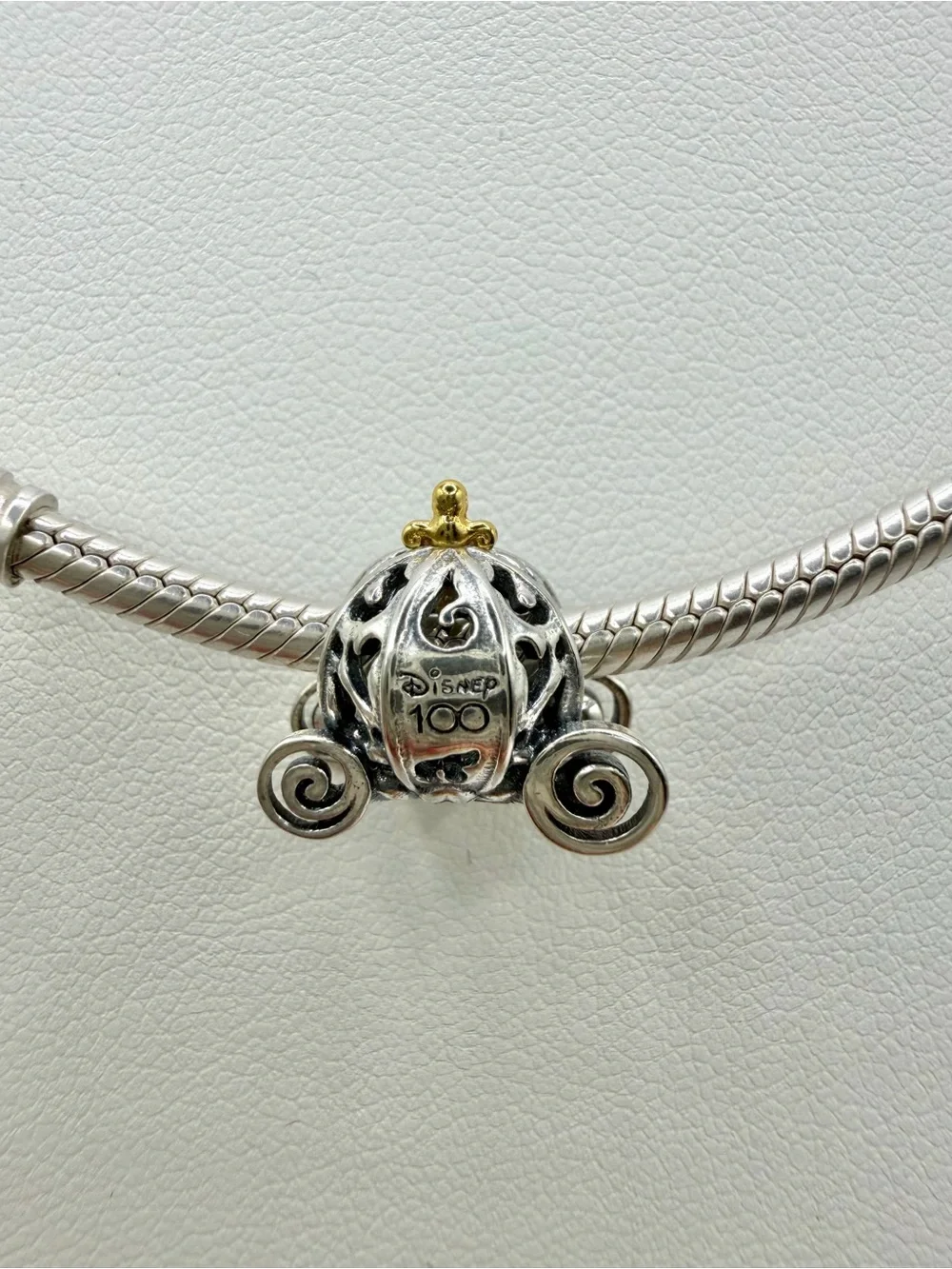 Pandora Disney100 Cinderella Carriage Charm ALE S925 CZ Two Tone